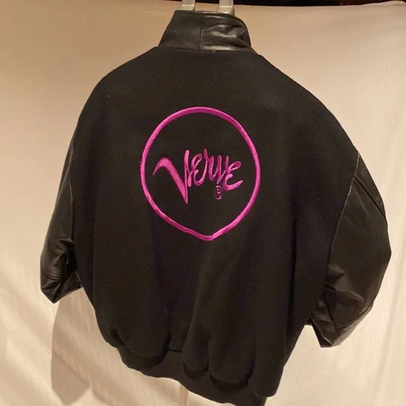 Rare “VERVE” Varsity Style Leather Jacket -Sz. XL - Picture 1 of 13